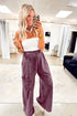 Mineral Wash Lace Up High Waist Patch Pocket Raw Hem Wide Leg Pants